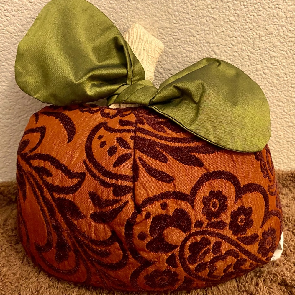 Wood & Poof Pumpkin Pillow